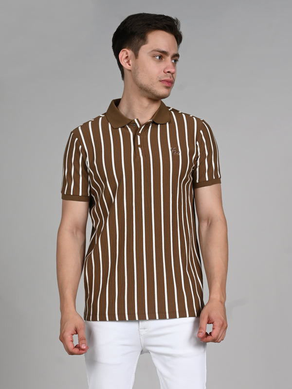 Killer Men Brown Stripe Slim Fit T-Shirts