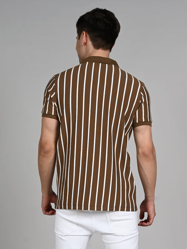 Killer Men Brown Stripe Slim Fit T-Shirts