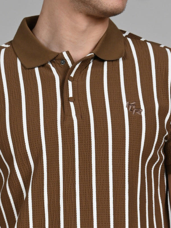 Killer Men Brown Stripe Slim Fit T-Shirts