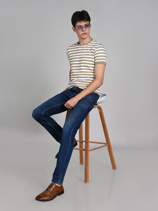 Killer Men Khaki Stripe Slim Fit T-Shirts