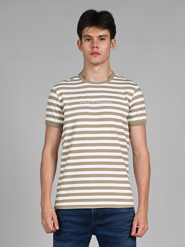Killer Men Khaki Stripe Slim Fit T-Shirts
