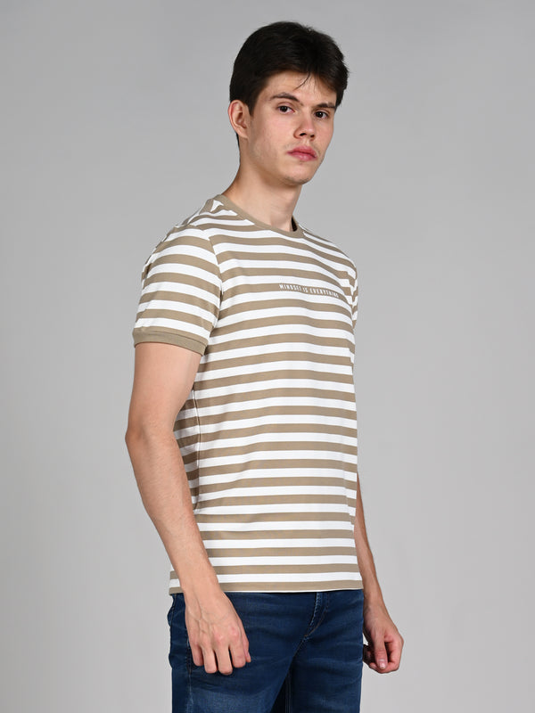 Killer Men Khaki Stripe Slim Fit T-Shirts