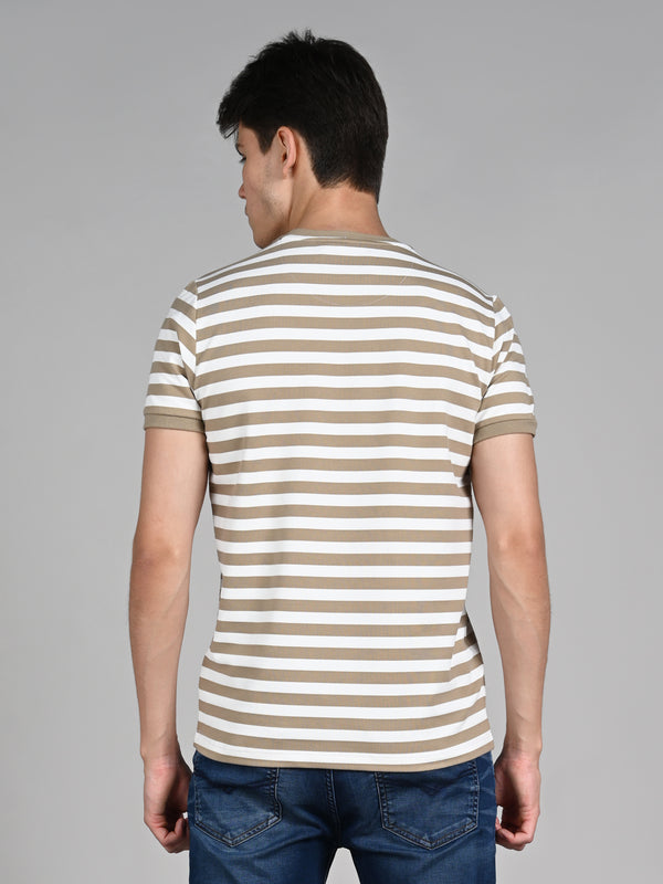 Killer Men Khaki Stripe Slim Fit T-Shirts