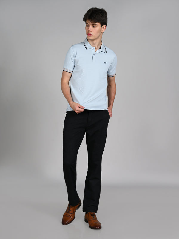 Killer Men Light Blue Solid Slim Fit T-Shirts