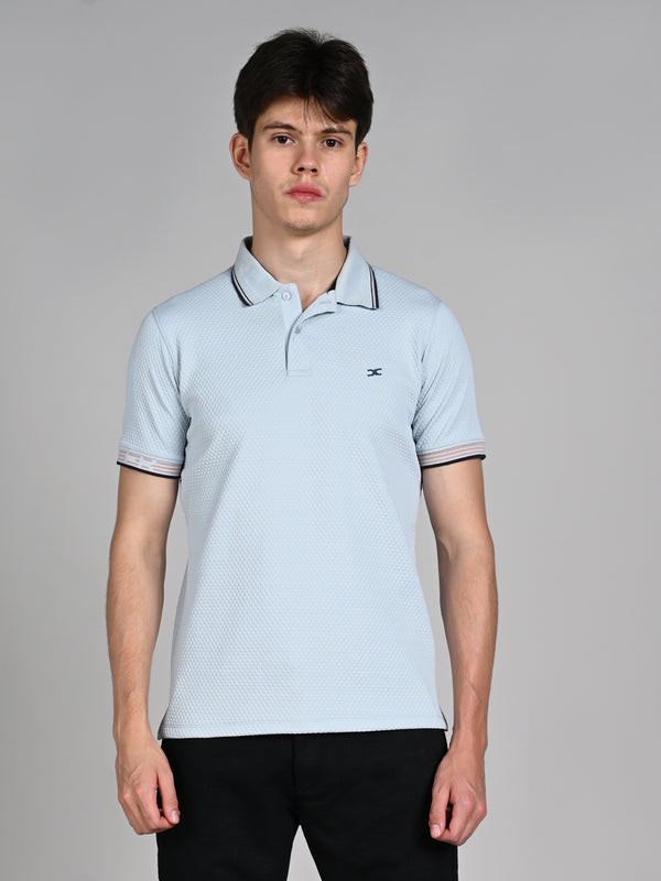 Killer Men Light Blue Solid Slim Fit T-Shirts