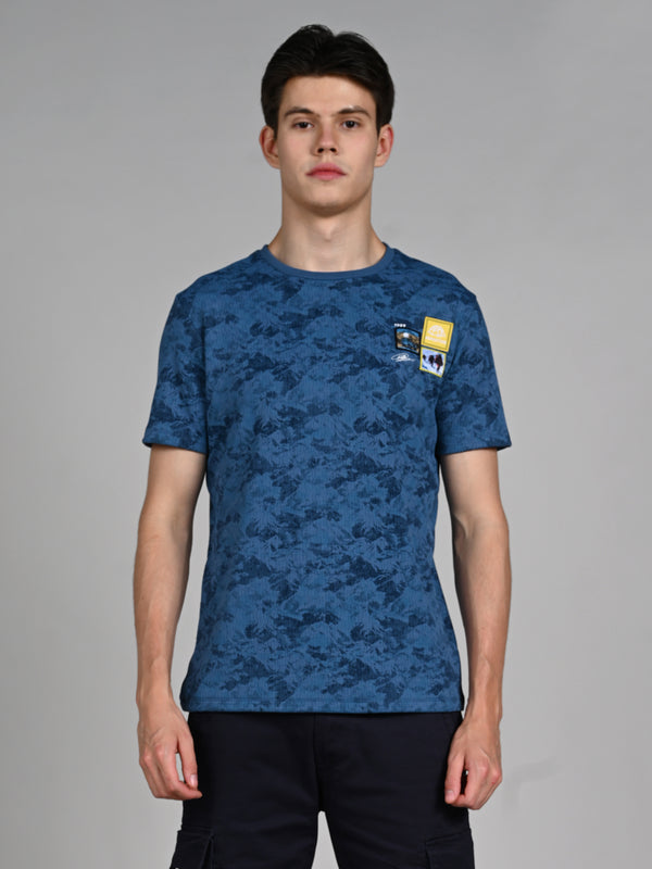 Killer Men Blue Printed Slim Fit T-Shirts