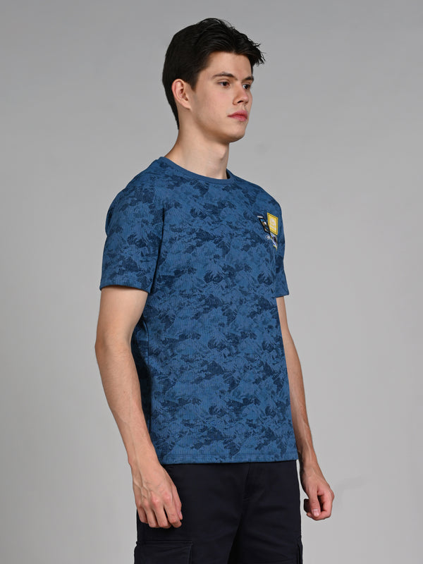 Killer Men Blue Printed Slim Fit T-Shirts