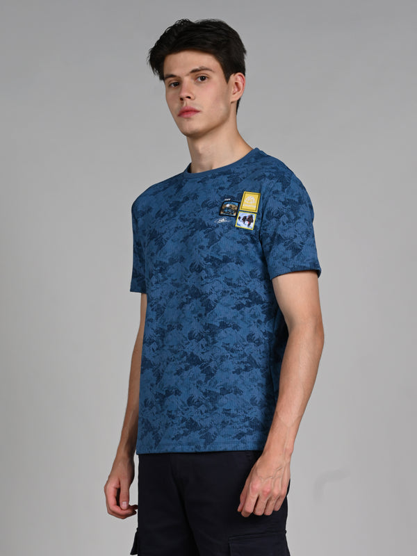 Killer Men Blue Printed Slim Fit T-Shirts