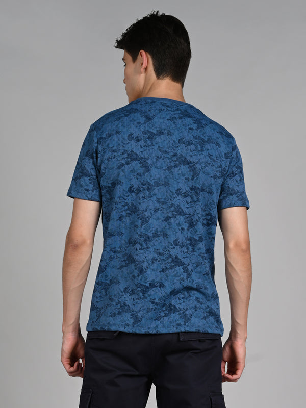 Killer Men Blue Printed Slim Fit T-Shirts