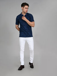 Killer Men Dark Blue Printed Slim Fit T-Shirt
