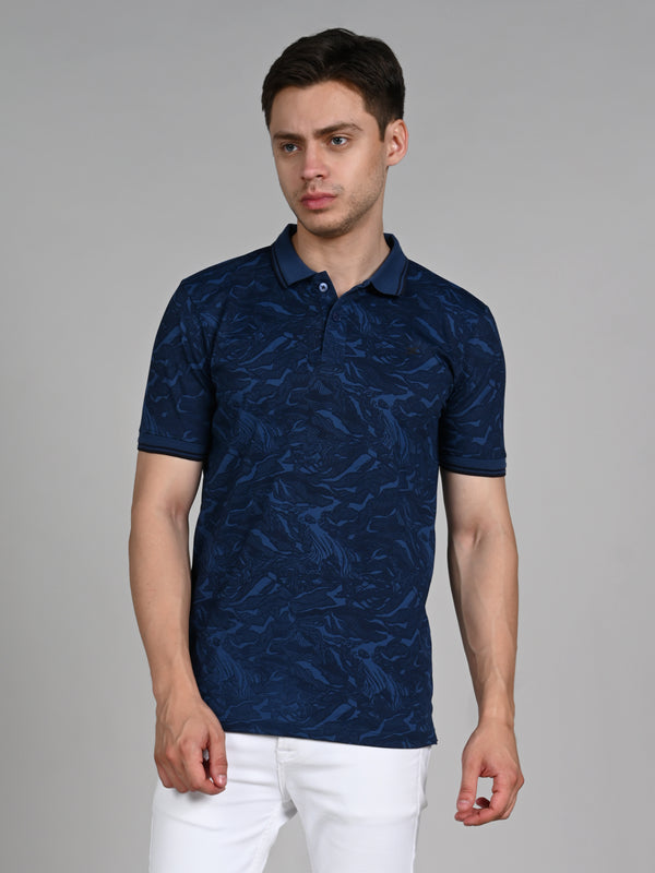 Killer Men Dark Blue Printed Slim Fit T-Shirt