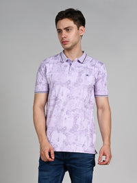 Killer Men Light Purple Printed Slim Fit T-Shirt