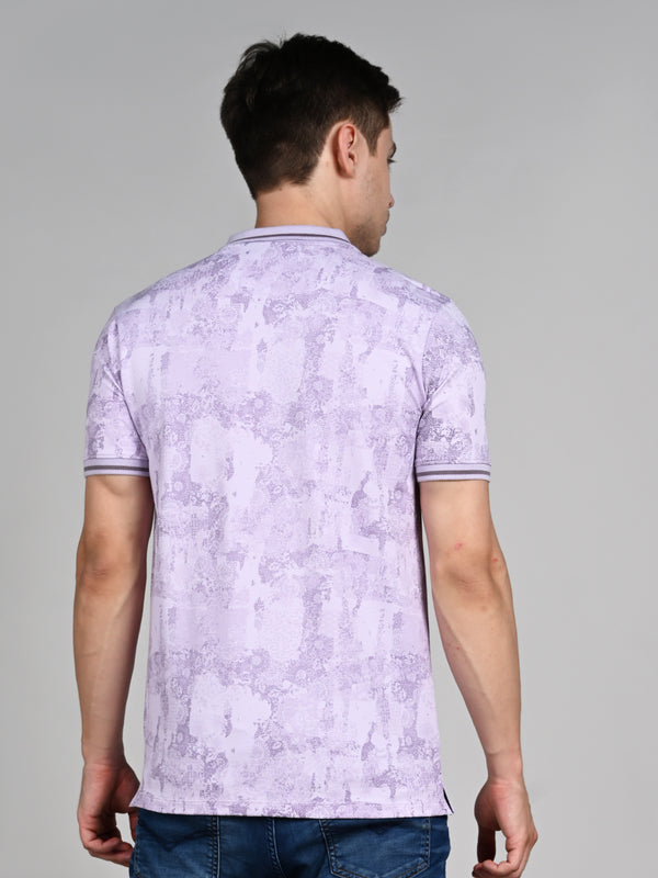 Killer Men Light Purple Printed Slim Fit T-Shirt