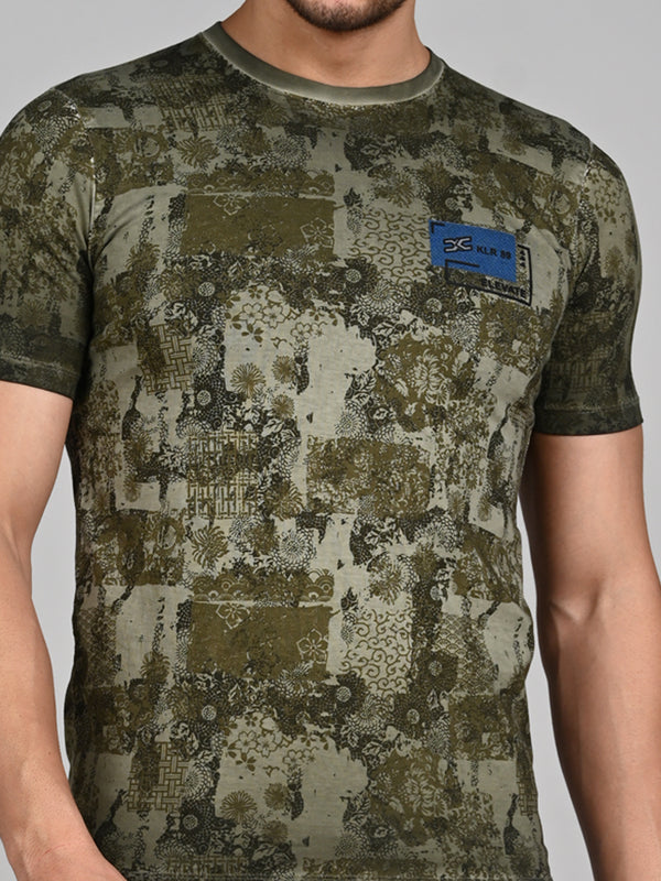 Killer Men Olive Printed Slim Fit T-Shirts