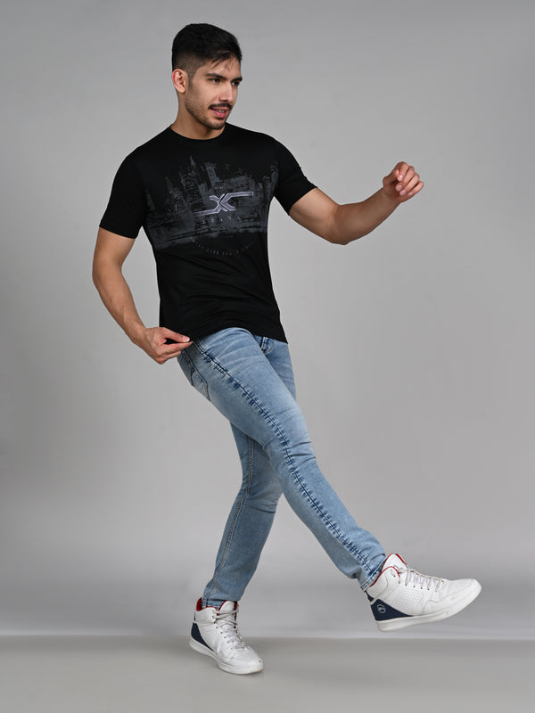 Killer Men Black Printed Slim Fit T-Shirts