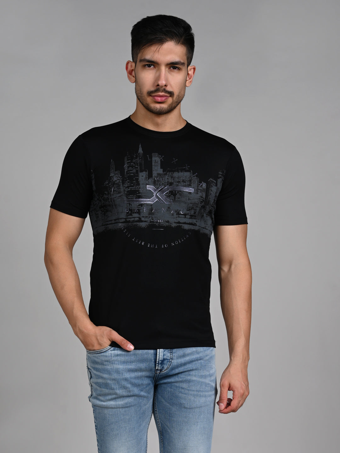 Killer Men Black Printed Slim Fit T-Shirts