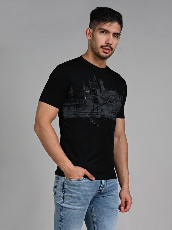 Killer Men Black Printed Slim Fit T-Shirts
