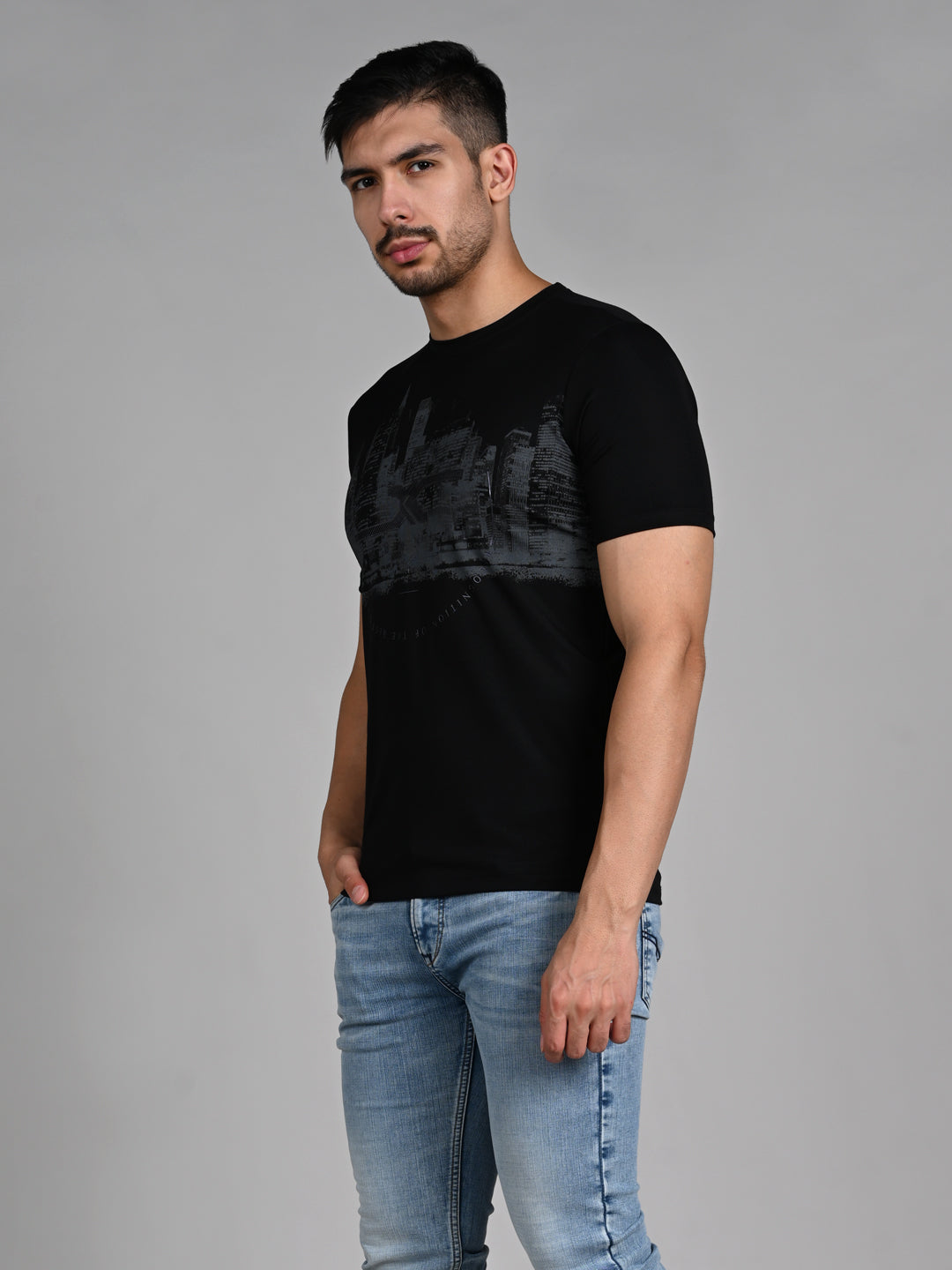 Killer Men Black Printed Slim Fit T-Shirts