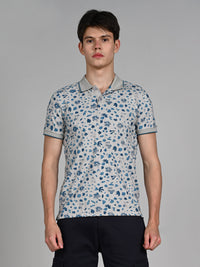 Killer Men Teal Blue Printed Slim Fit T-Shirt