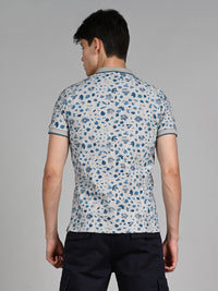 Killer Men Teal Blue Printed Slim Fit T-Shirt