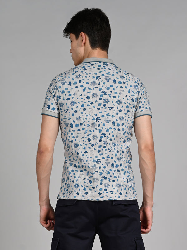 Killer Men Teal Blue Printed Slim Fit T-Shirt