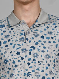 Killer Men Teal Blue Printed Slim Fit T-Shirt