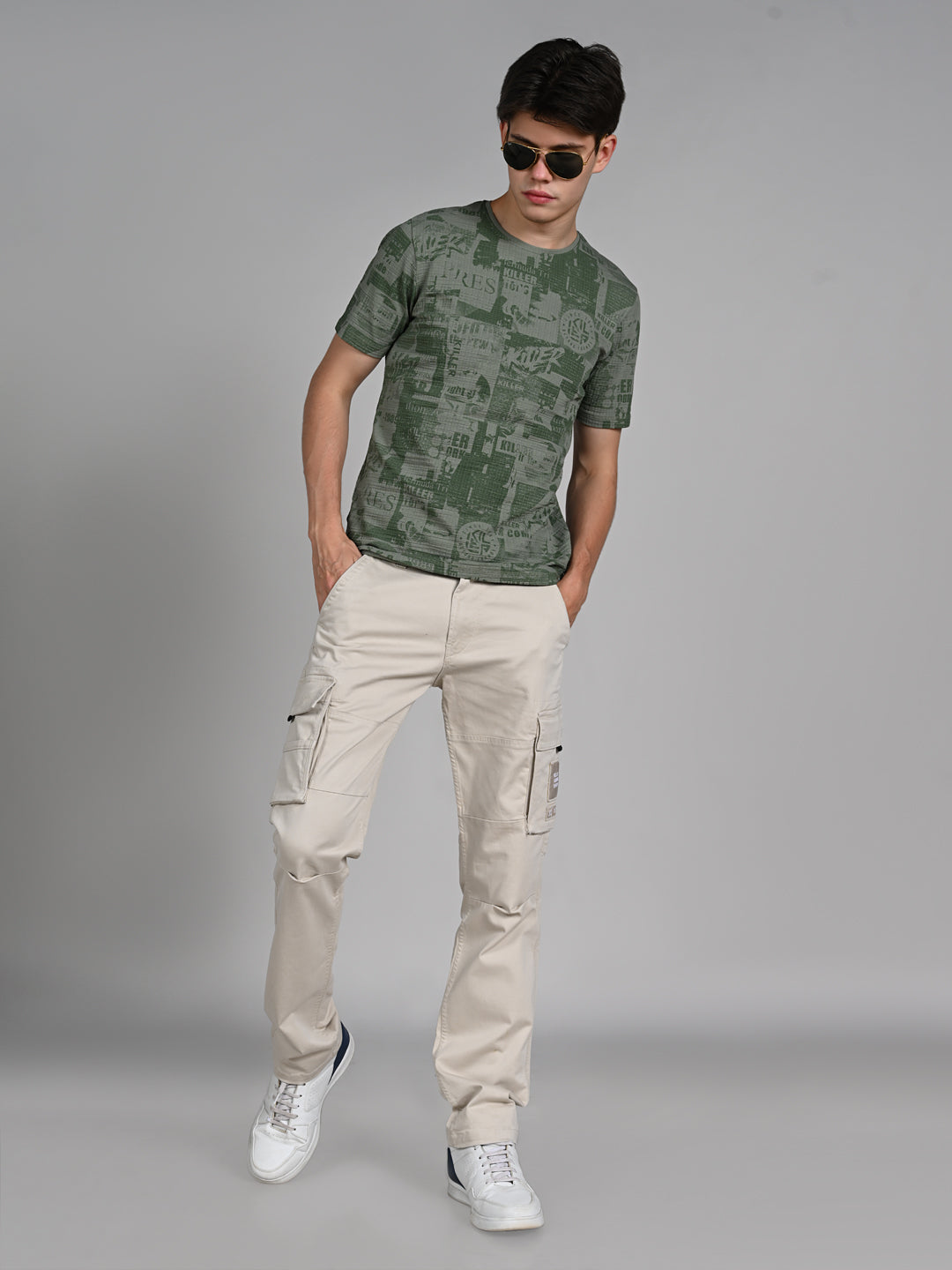 Killer Men Green Printed Slim Fit T-Shirts