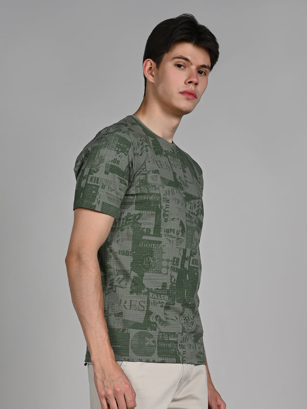 Killer Men Green Printed Slim Fit T-Shirts