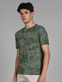 Killer Men Green Printed Slim Fit T-Shirts