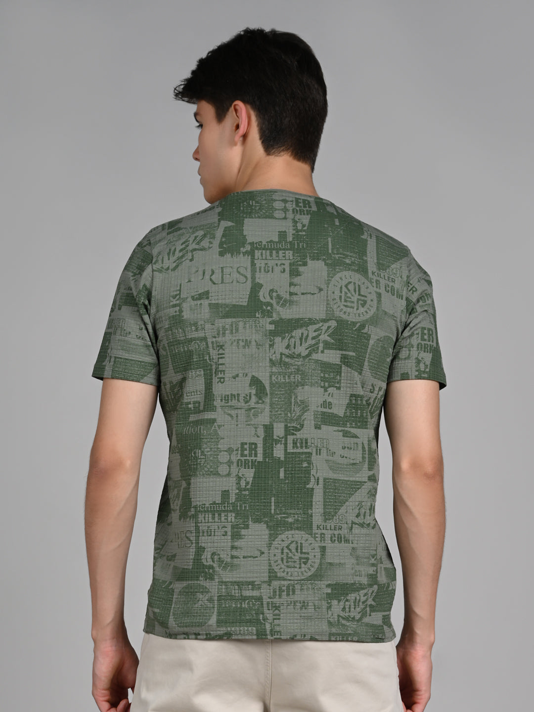 Killer Men Green Printed Slim Fit T-Shirts