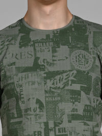 Killer Men Green Printed Slim Fit T-Shirts