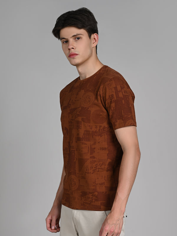 Killer Men Brown Printed Slim Fit T-Shirts