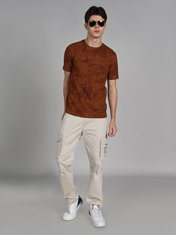 Killer Men Brown Printed Slim Fit T-Shirts