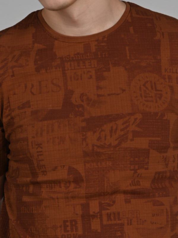 Killer Men Brown Printed Slim Fit T-Shirts