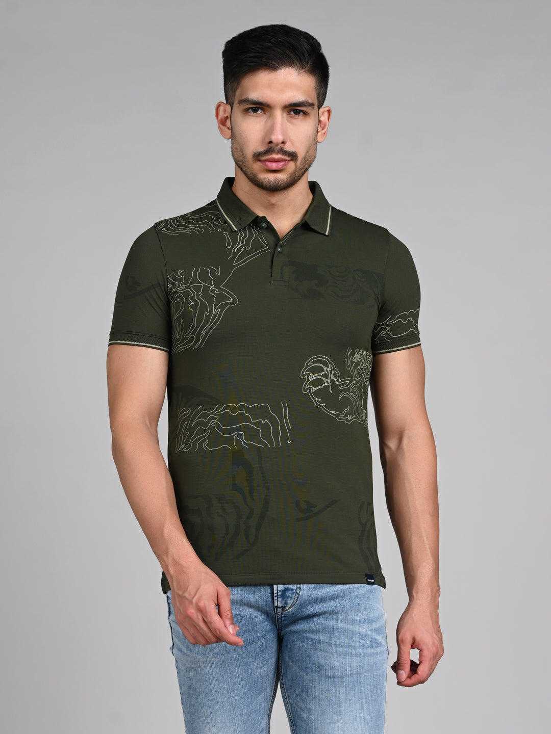 Killer Men Olive Printed Slim Fit T-Shirt