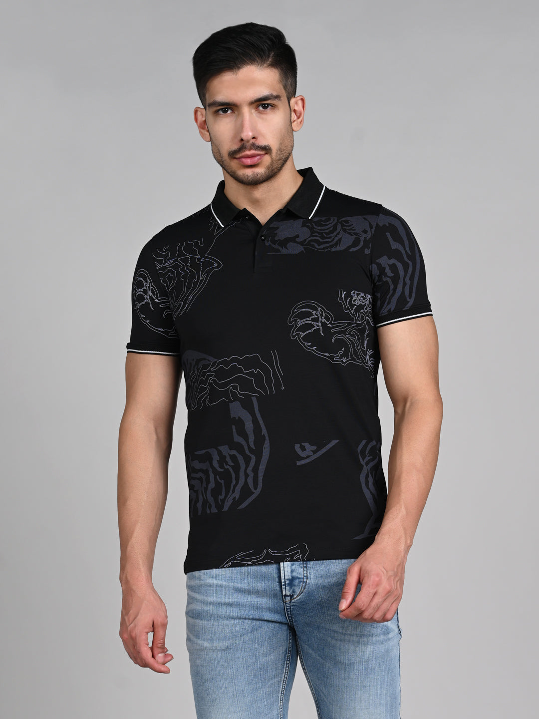 Killer Men Black Printed Slim Fit T-Shirt