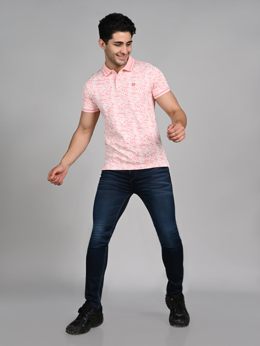 Killer Men Pink Printed Slim Fit T-Shirt