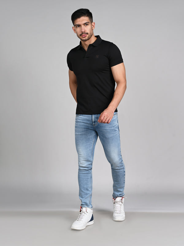 Killer Men Black Solid Slim Fit T-Shirts