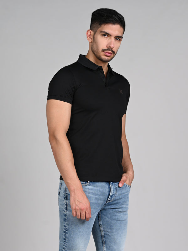 Killer Men Black Solid Slim Fit T-Shirts