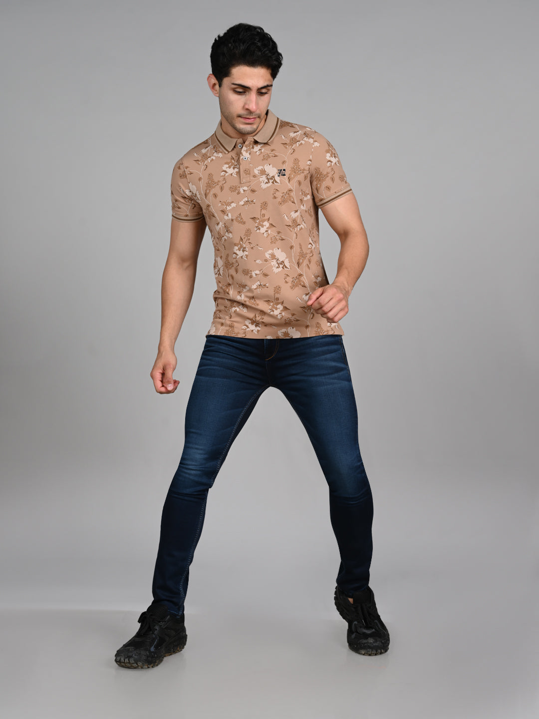 Killer Men Khaki Printed Slim Fit T-Shirt