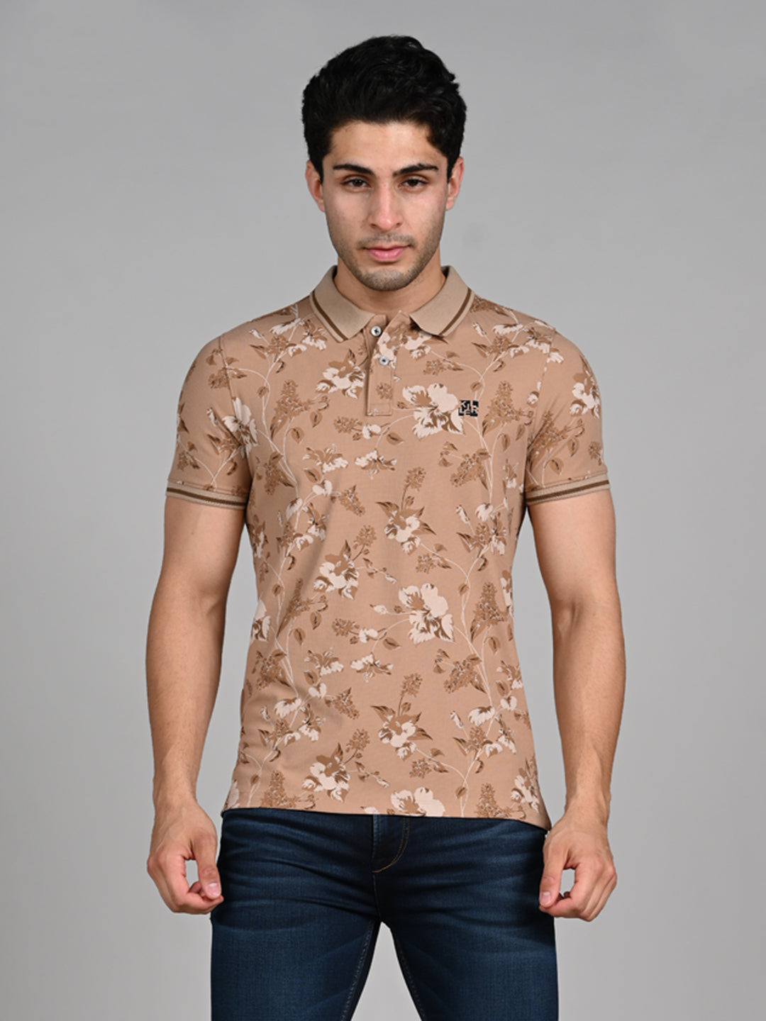 Killer Men Khaki Printed Slim Fit T-Shirt