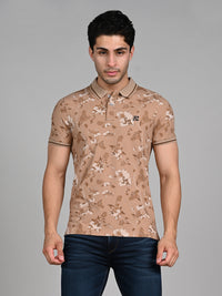 Killer Men Khaki Printed Slim Fit T-Shirt