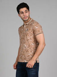 Killer Men Khaki Printed Slim Fit T-Shirt