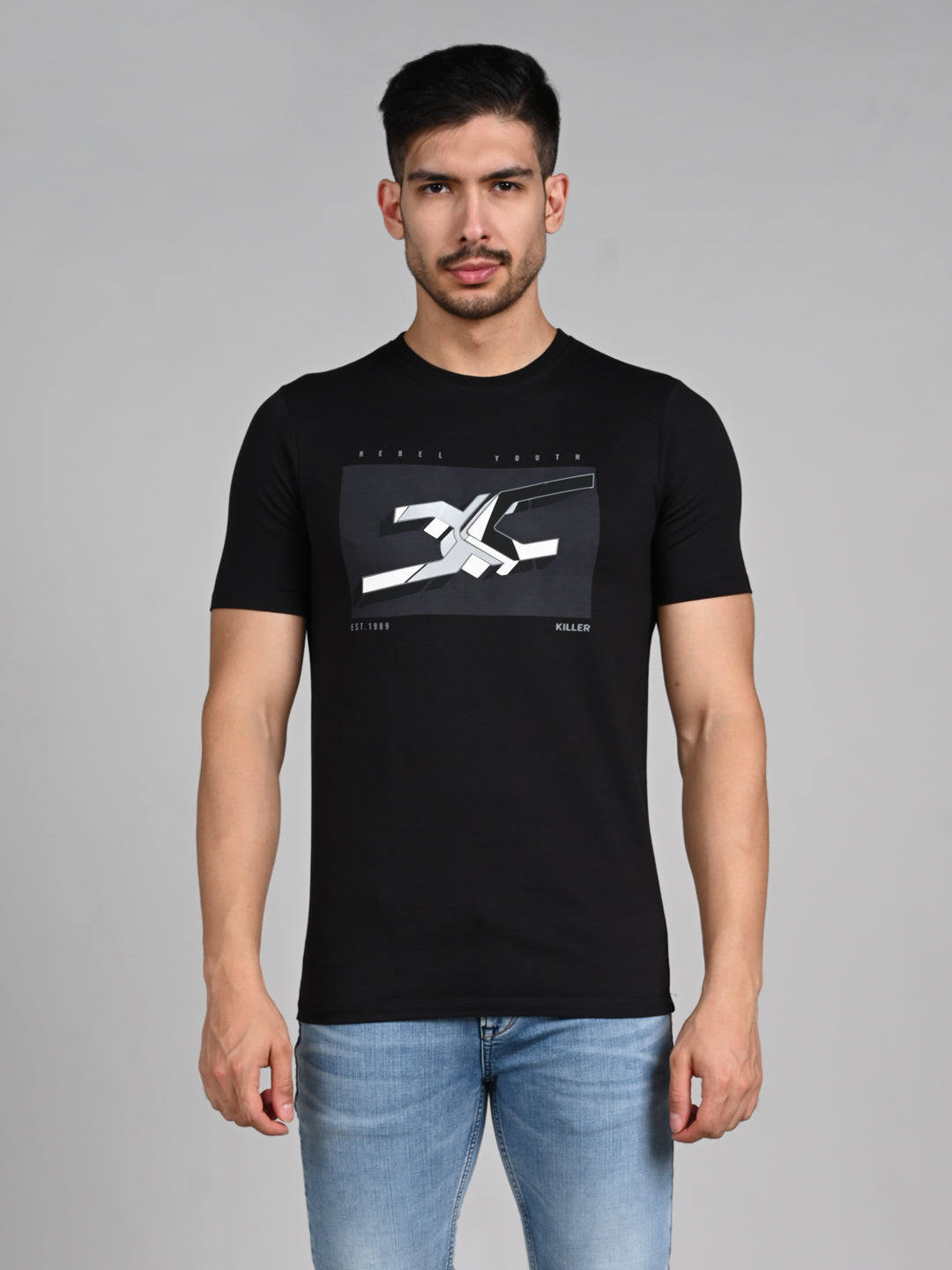 Killer Men Black Printed Slim Fit T-Shirts