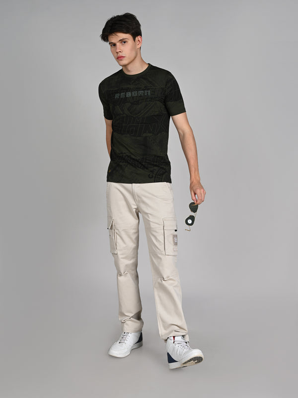 Killer Men Olive Printed Slim Fit T-Shirts