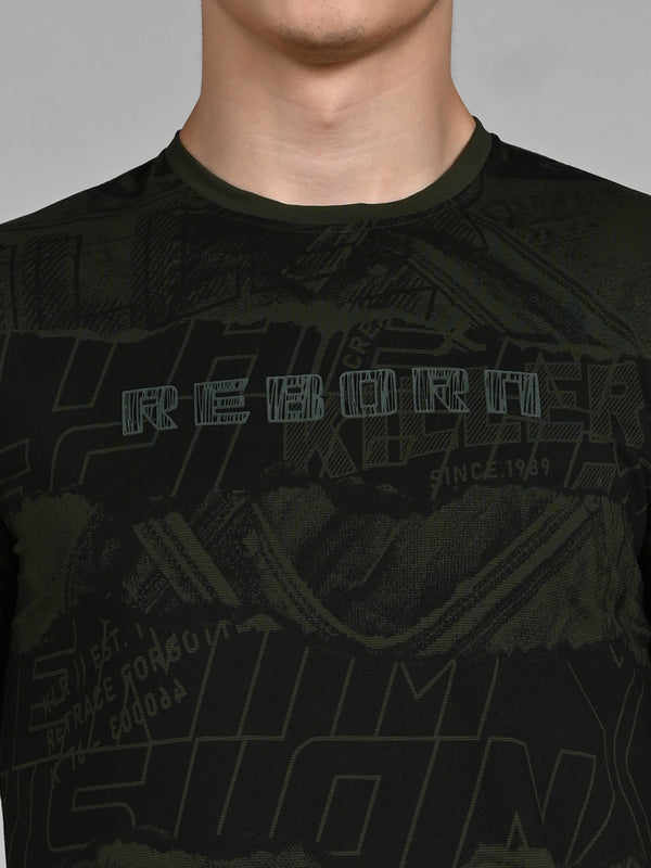 Killer Men Olive Printed Slim Fit T-Shirts
