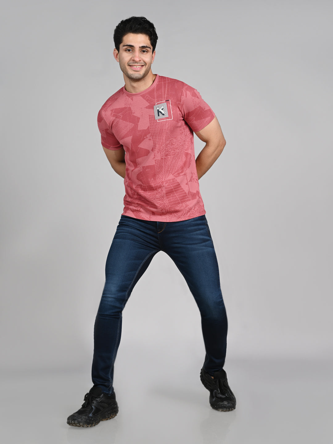 Killer Men Pink Printed Slim Fit T-Shirts