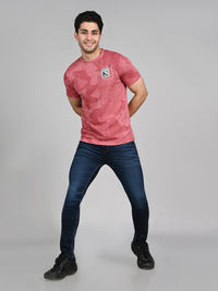 Killer Men Pink Printed Slim Fit T-Shirts
