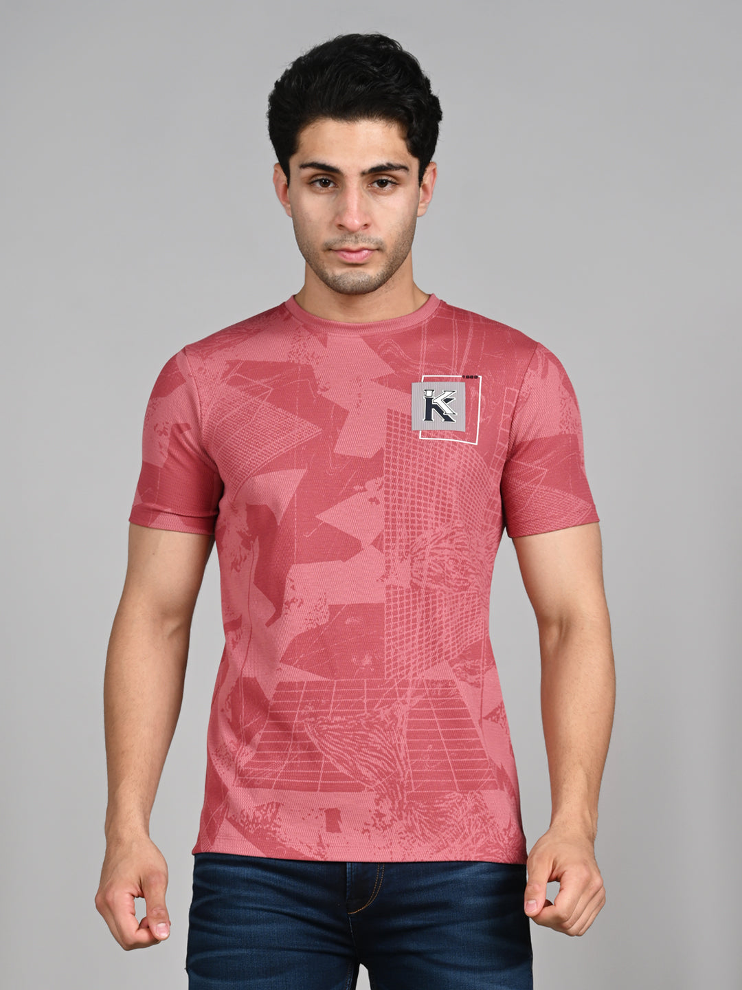 Killer Men Pink Printed Slim Fit T-Shirts