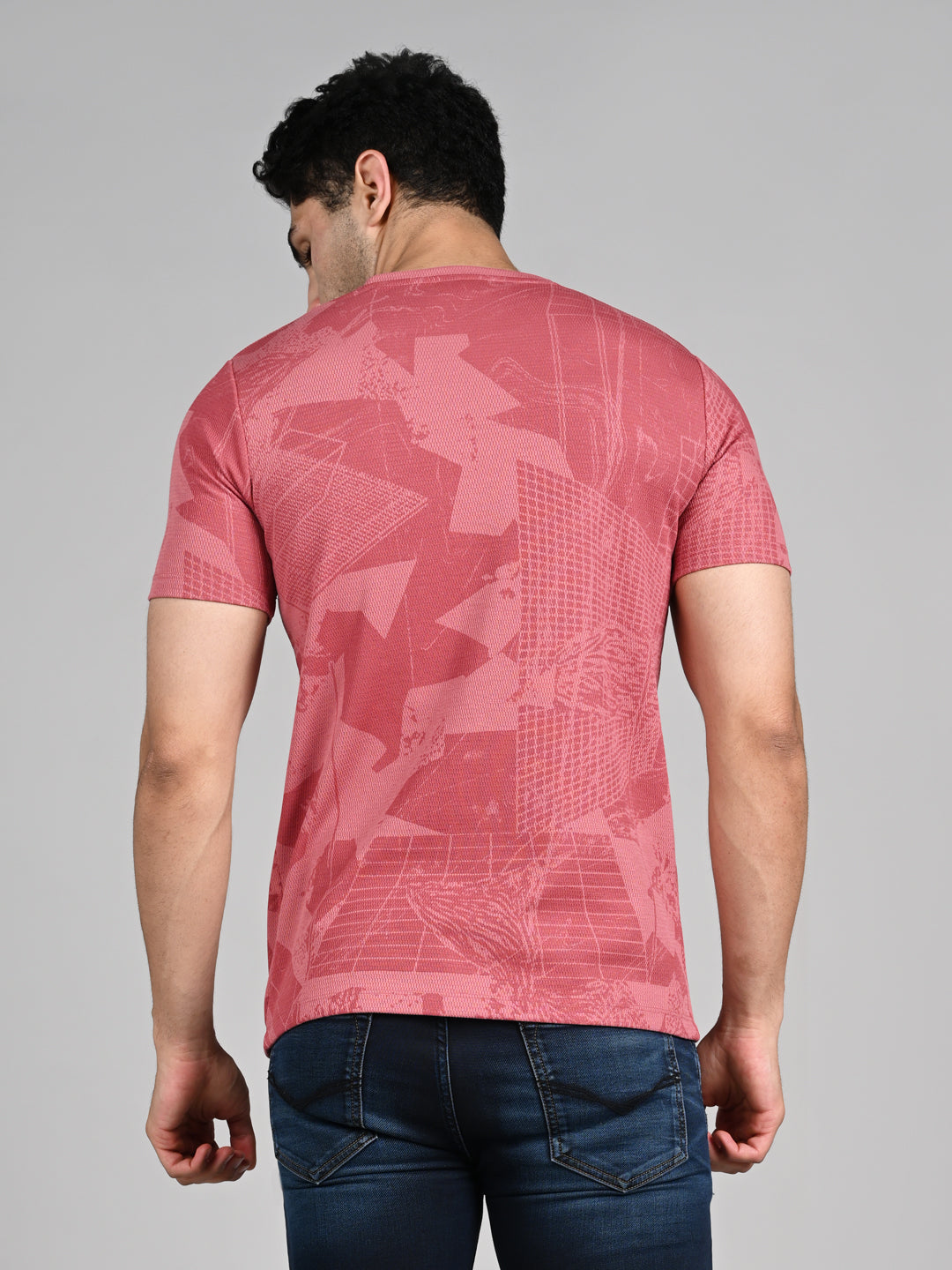 Killer Men Pink Printed Slim Fit T-Shirts